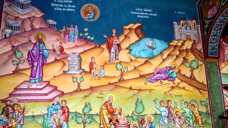 Pictură murală cu o scenă biblică